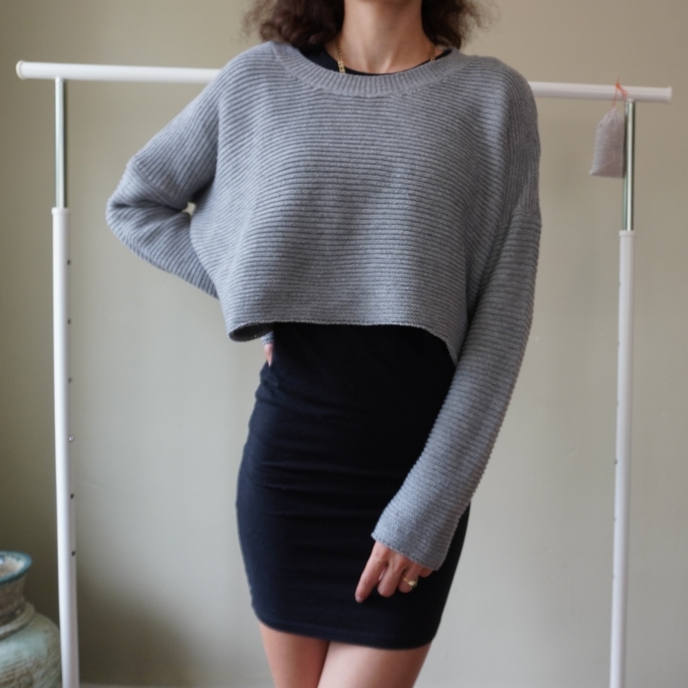 Gray Knit Crop Sweater  SM
